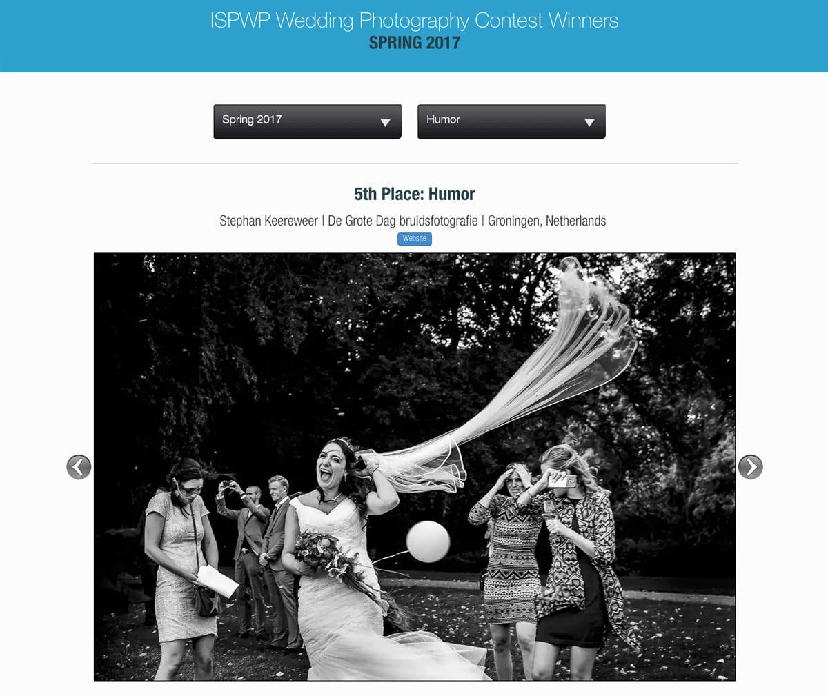 Bruidsfotografie De Grote Dag - gewonnen Awards 45 ispwp award spring humor